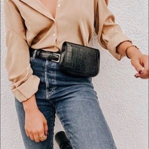 Faux Reptile Leather Belt Bag